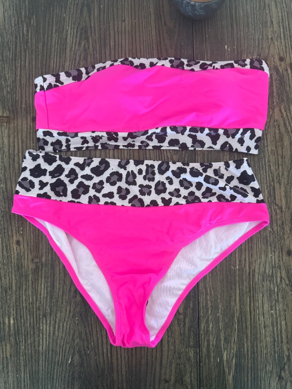 Sexy Hot pink animal print bikini strapless top Sz XL